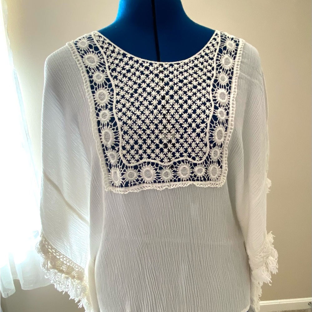 Boho Off-White Lace Women's Top